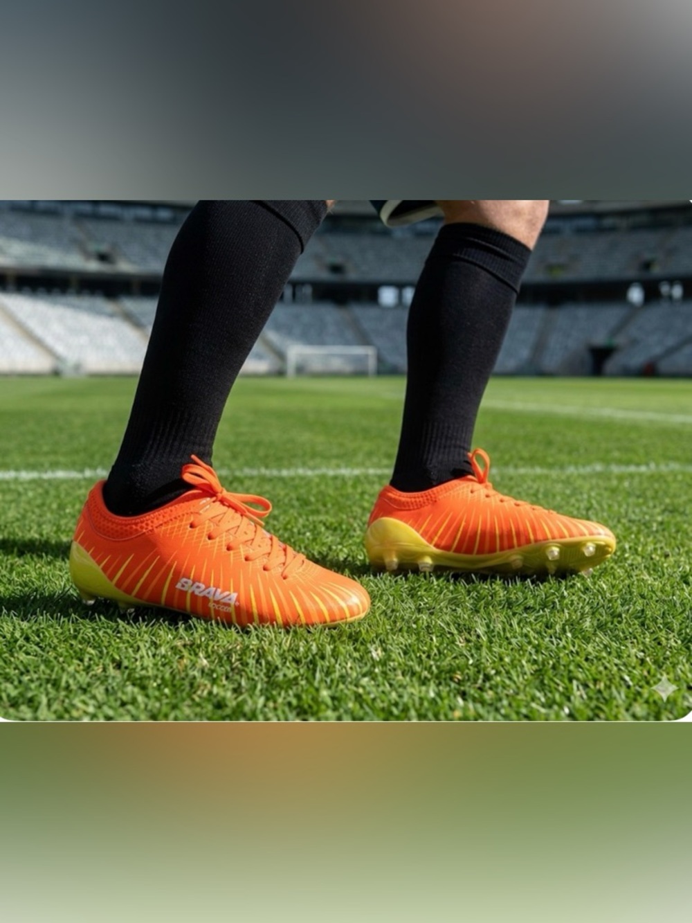Men's Orange and Yellow Soccer Cleats – Lightweight Firm-Ground Boots